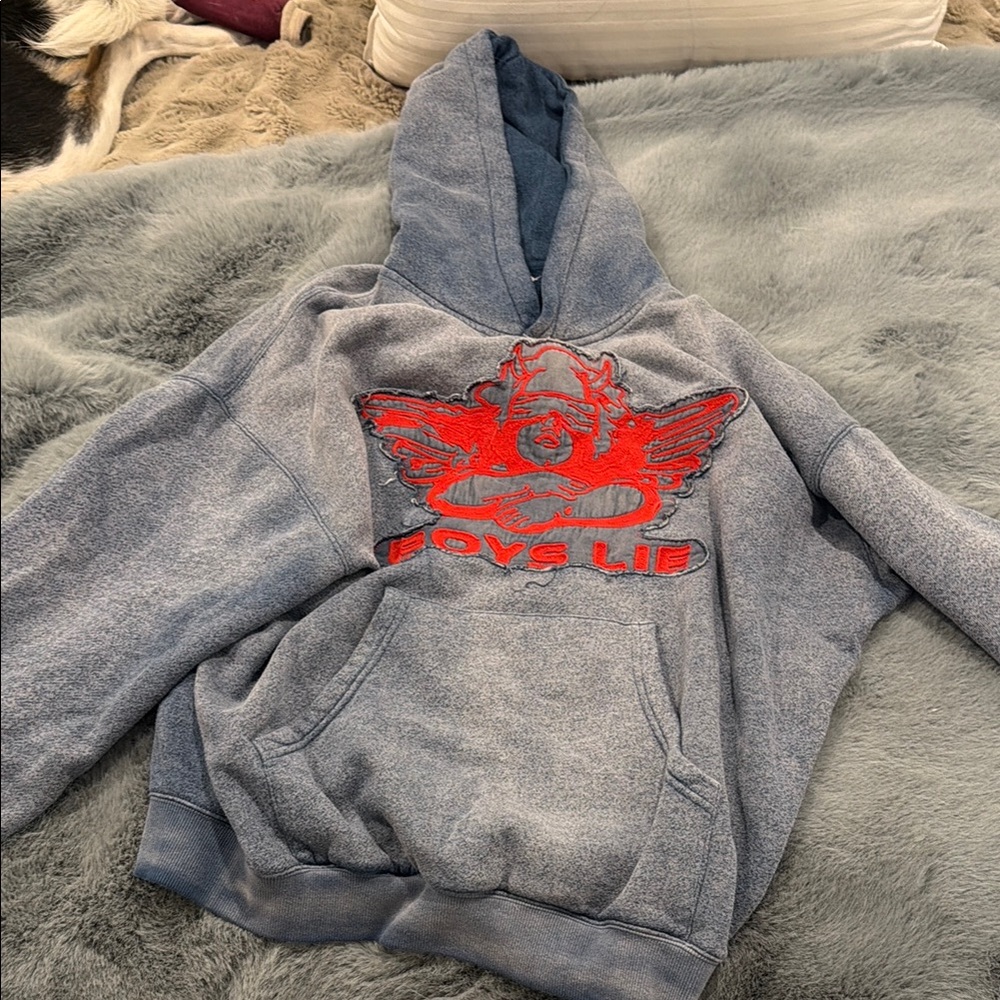 Gray Hoodie with Red Graphic